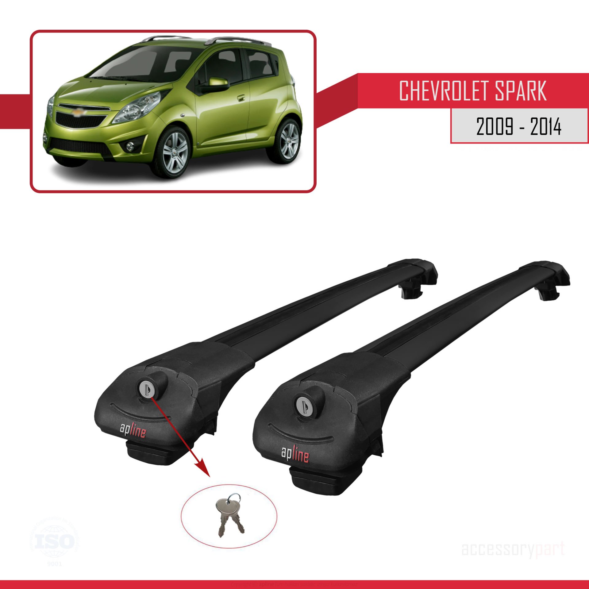 Chevrolet Spark 2009-2014 Arası ile uyumlu ACE-1 Ara Atkı Tavan Barı SİYAH
