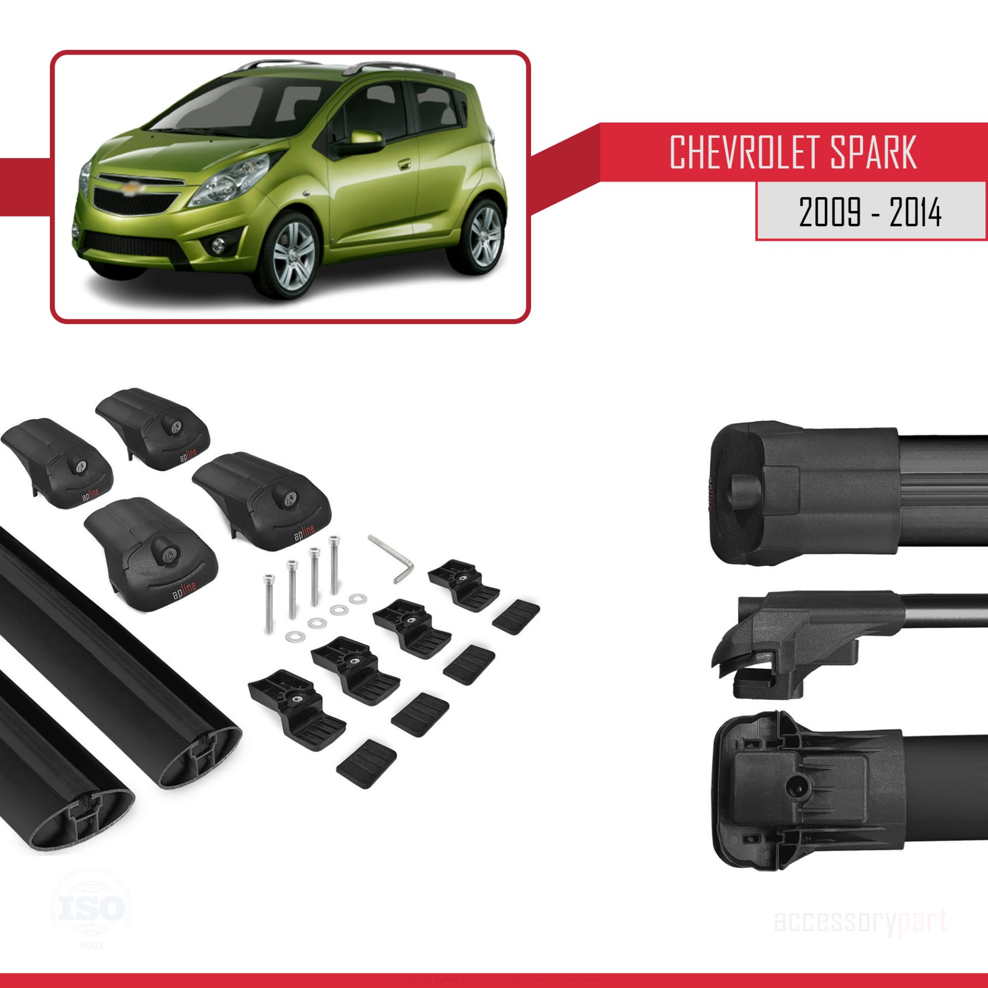Chevrolet Spark 2009-2014 Arası ile uyumlu ACE-1 Ara Atkı Tavan Barı SİYAH