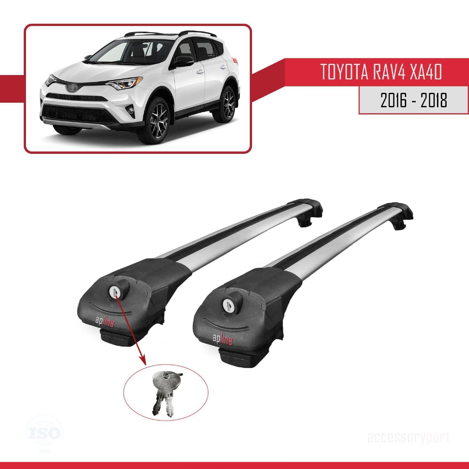 Toyota RAV4 (XA40) 2016-2018 Arası ile uyumlu ACE-1 Ara Atkı Tavan Barı GRİ