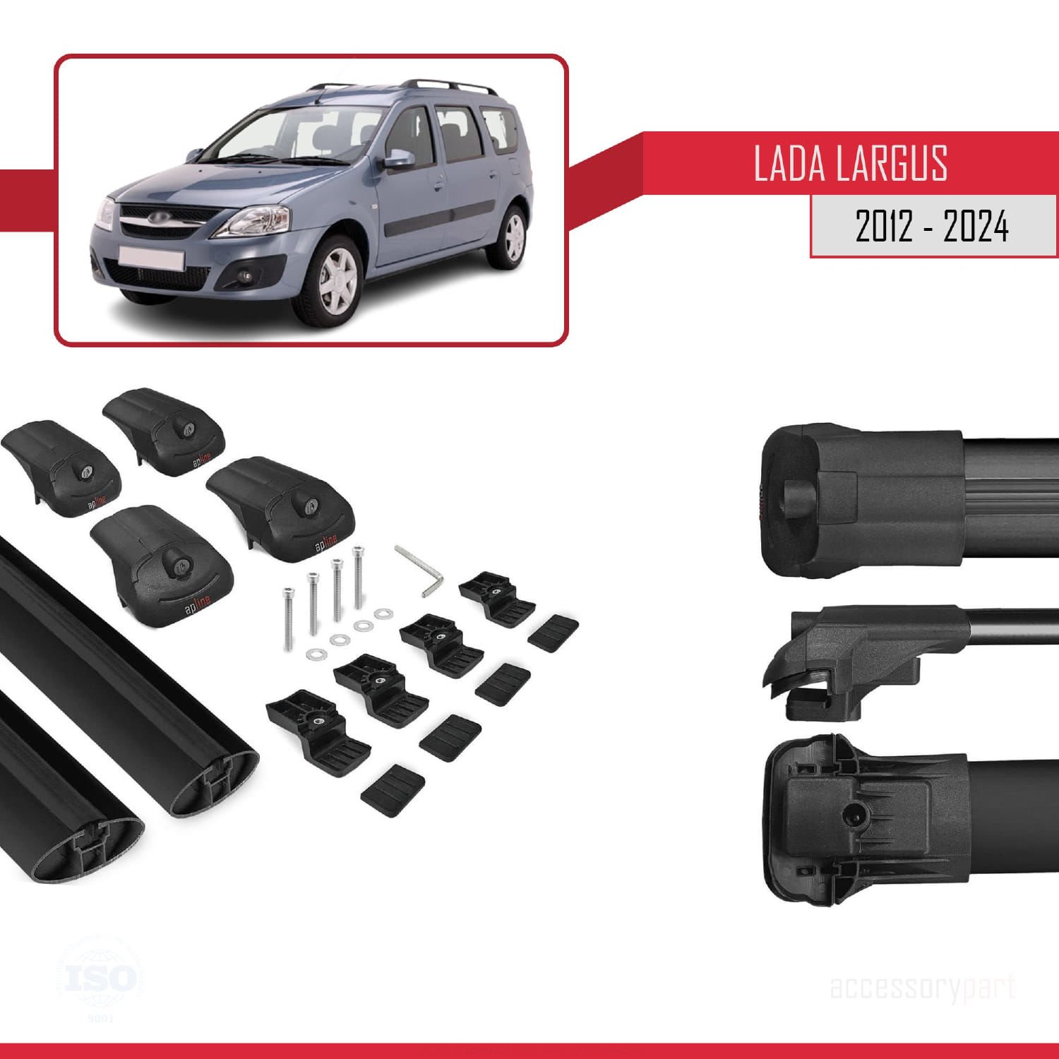 Lada Largus 2012 ve Sonrası ile uyumlu ACE-1 Ara Atkı Tavan Barı SİYAH