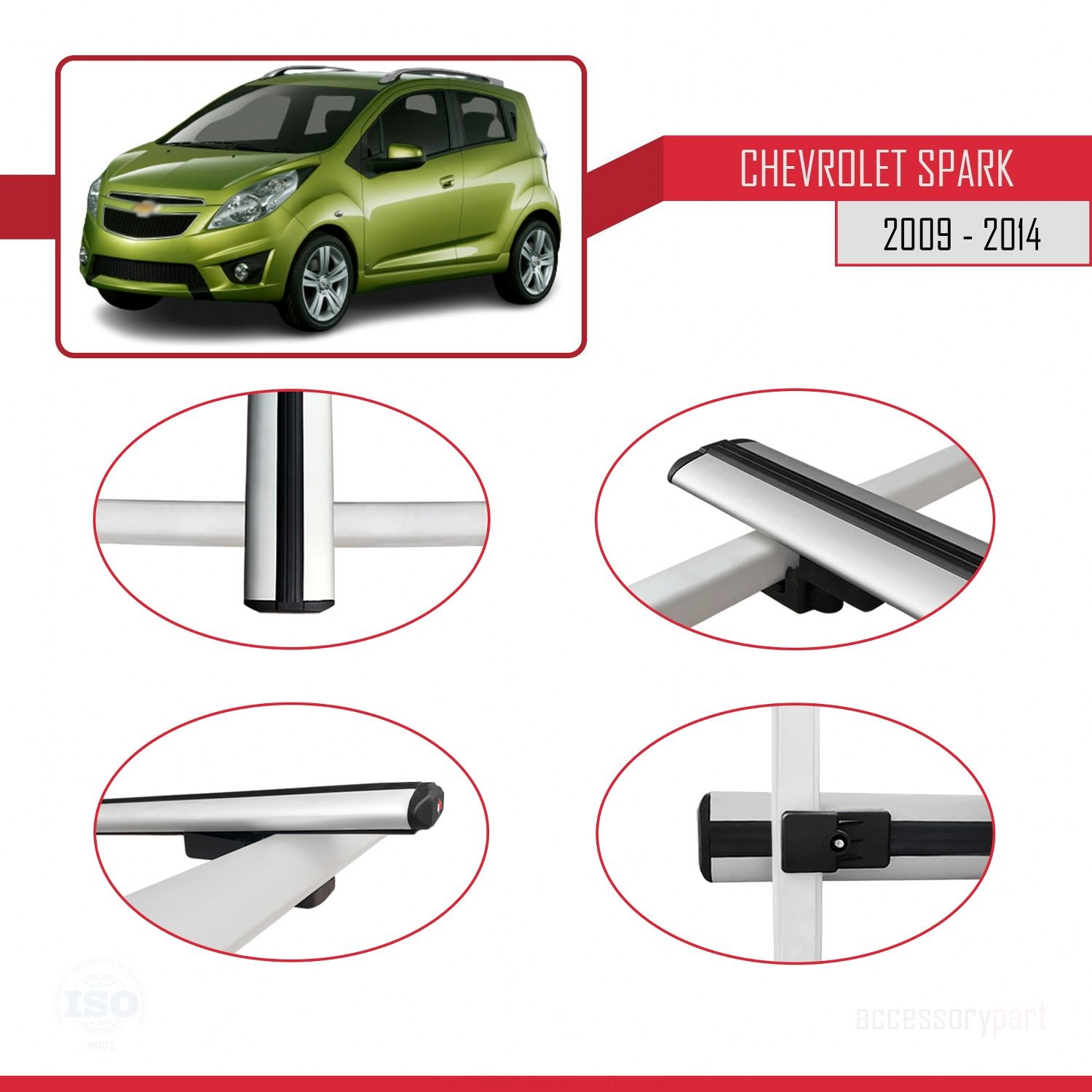 Chevrolet Spark 2009-2014 Arası ile uyumlu Basic Model Ara Atkı Tavan Barı GRİ 3 ADET