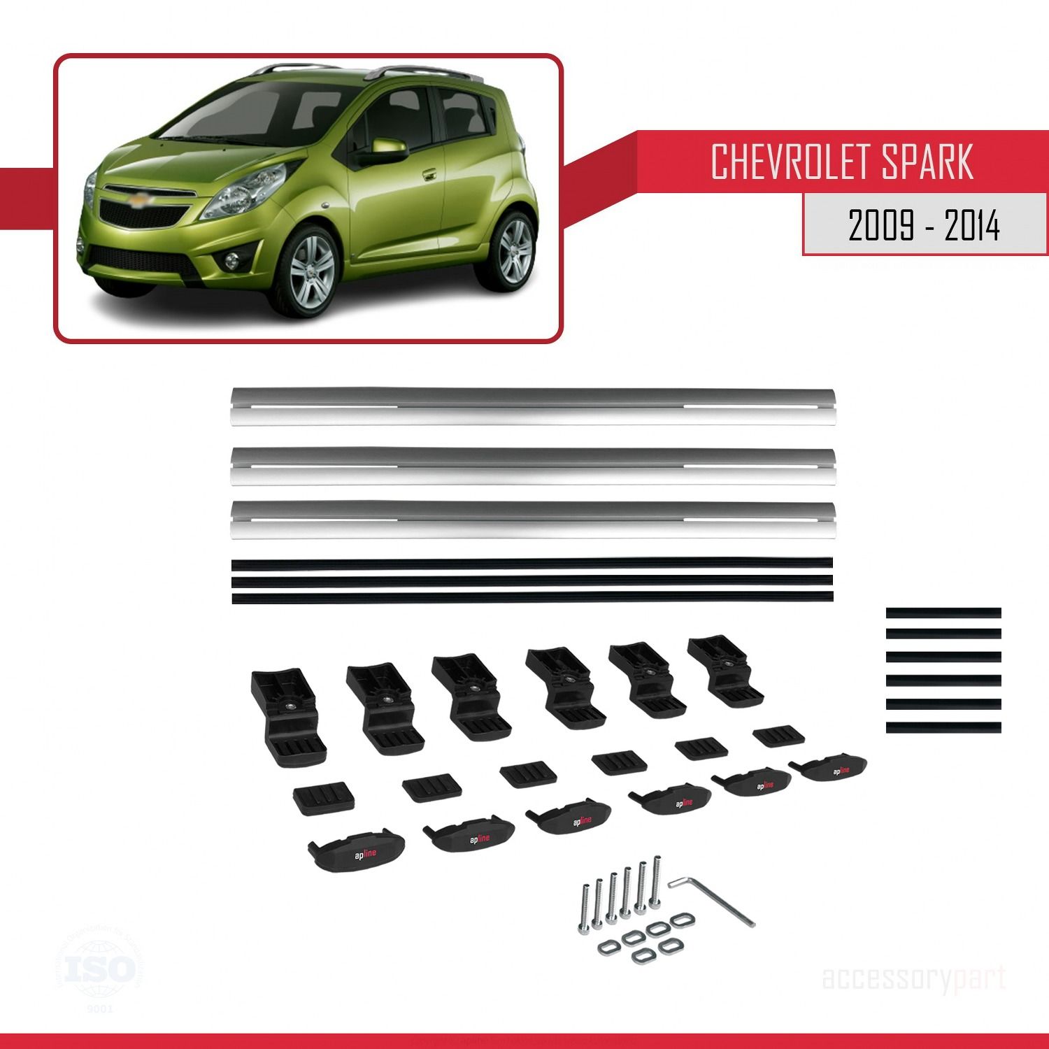 Chevrolet Spark 2009-2014 Arası ile uyumlu Basic Model Ara Atkı Tavan Barı GRİ 3 ADET
