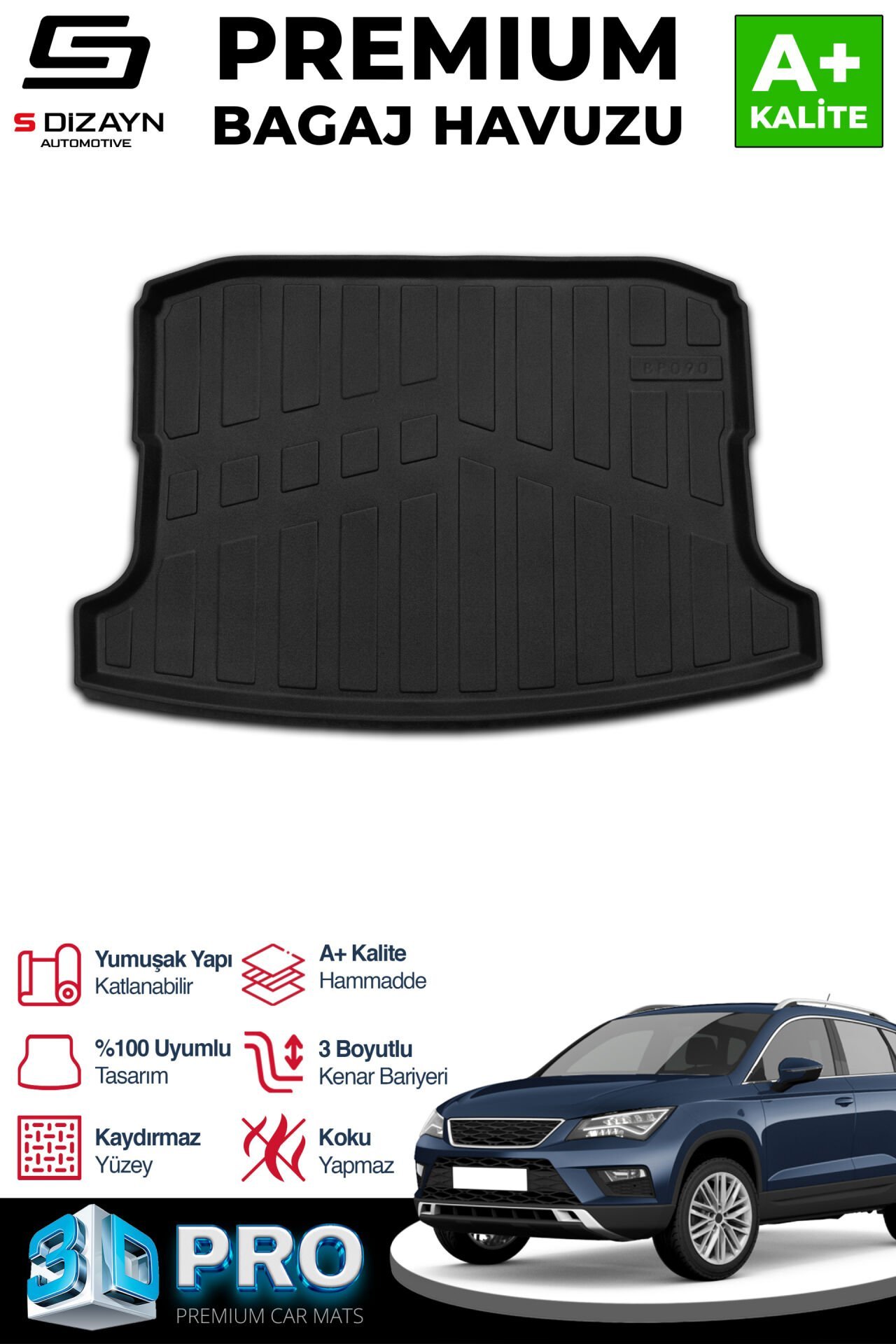 S-Dizayn Seat Ateca 3D Pro Bagaj Havuzu 2016 Üzeri A+ Kalite