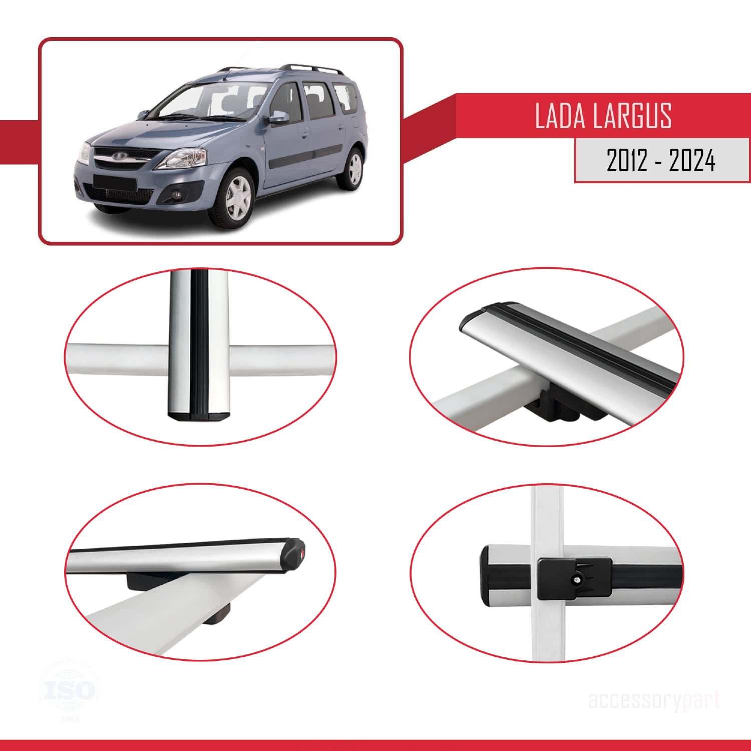 Lada Largus 2012 ve Sonrası ile uyumlu Basic Model Ara Atkı Tavan Barı GRİ 3 ADET