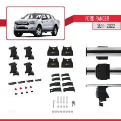 Ford Ranger 2011-2022 Arası ile uyumlu ACE-4 Ara Atkı Tavan Barı GRİ