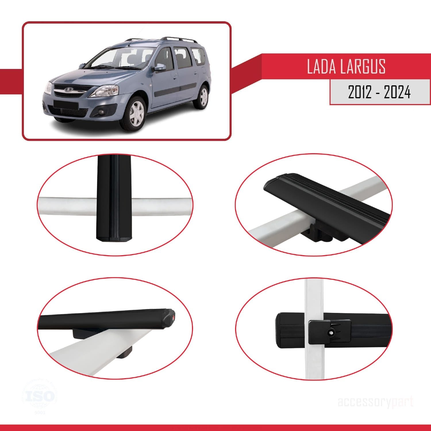 Lada Largus 2012 ve Sonrası ile uyumlu Basic Model Ara Atkı Tavan Barı SİYAH 3 ADET