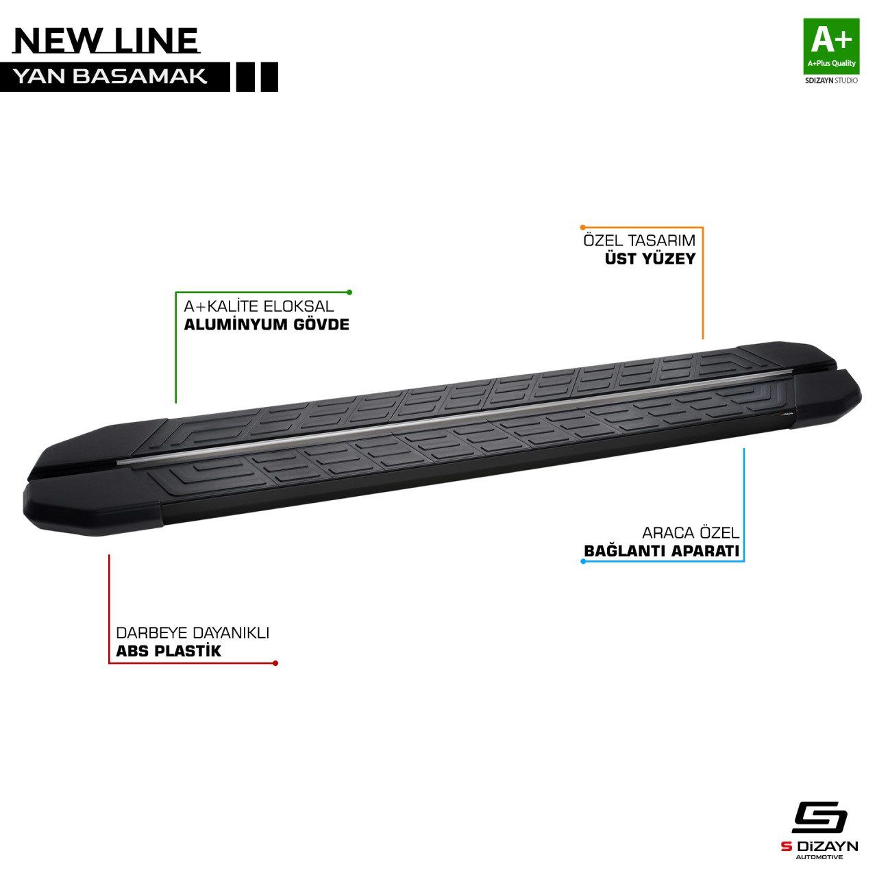 Hyundai Santa Uyumlu Fe Newline Siyah Yan Basamak 169 Cm 2000-2006