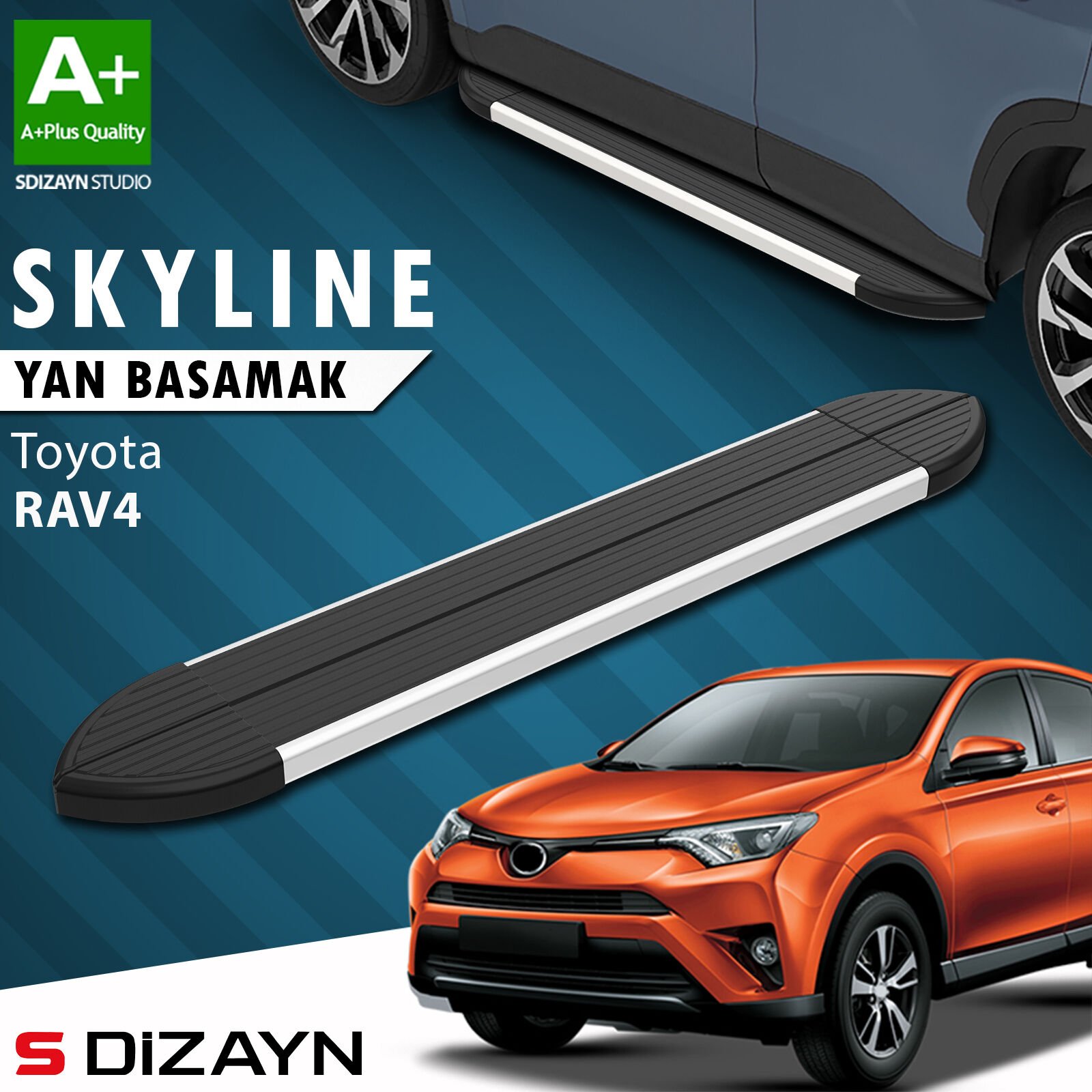 S-Dizayn Toyota Rav 4 3 Skyline Aluminyum Yan Basamak 163 Cm 2006-2013 A+ Kalite