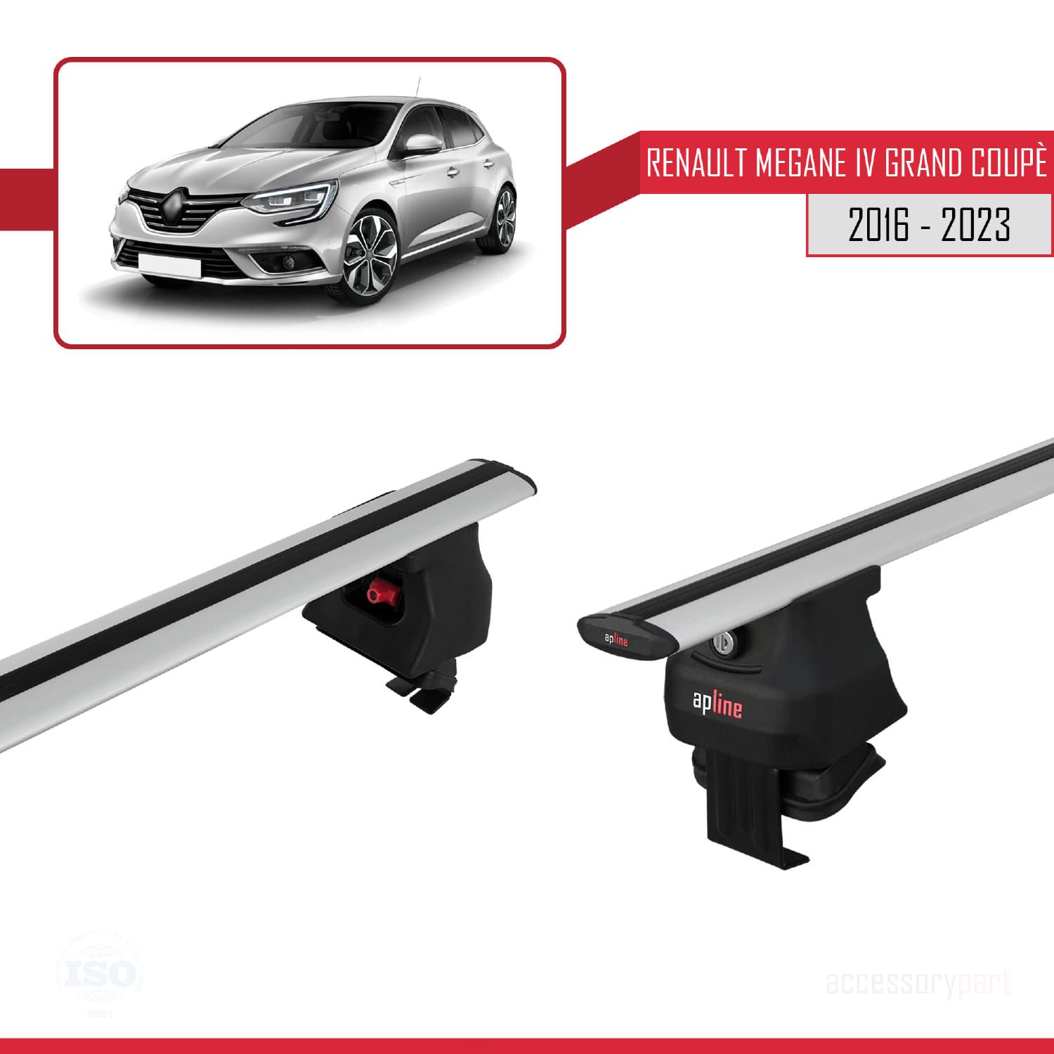 Renault Megane IV Grand Coupé 2016-2023 Arası ile uyumlu ACE-4 Ara Atkı Tavan Barı GRİ