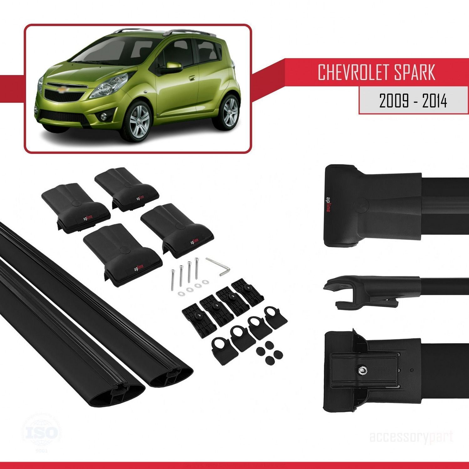 Chevrolet Spark 2009-2014 Arası ile Uyumlu FLY Model Ara Atkı Tavan Barı SİYAH