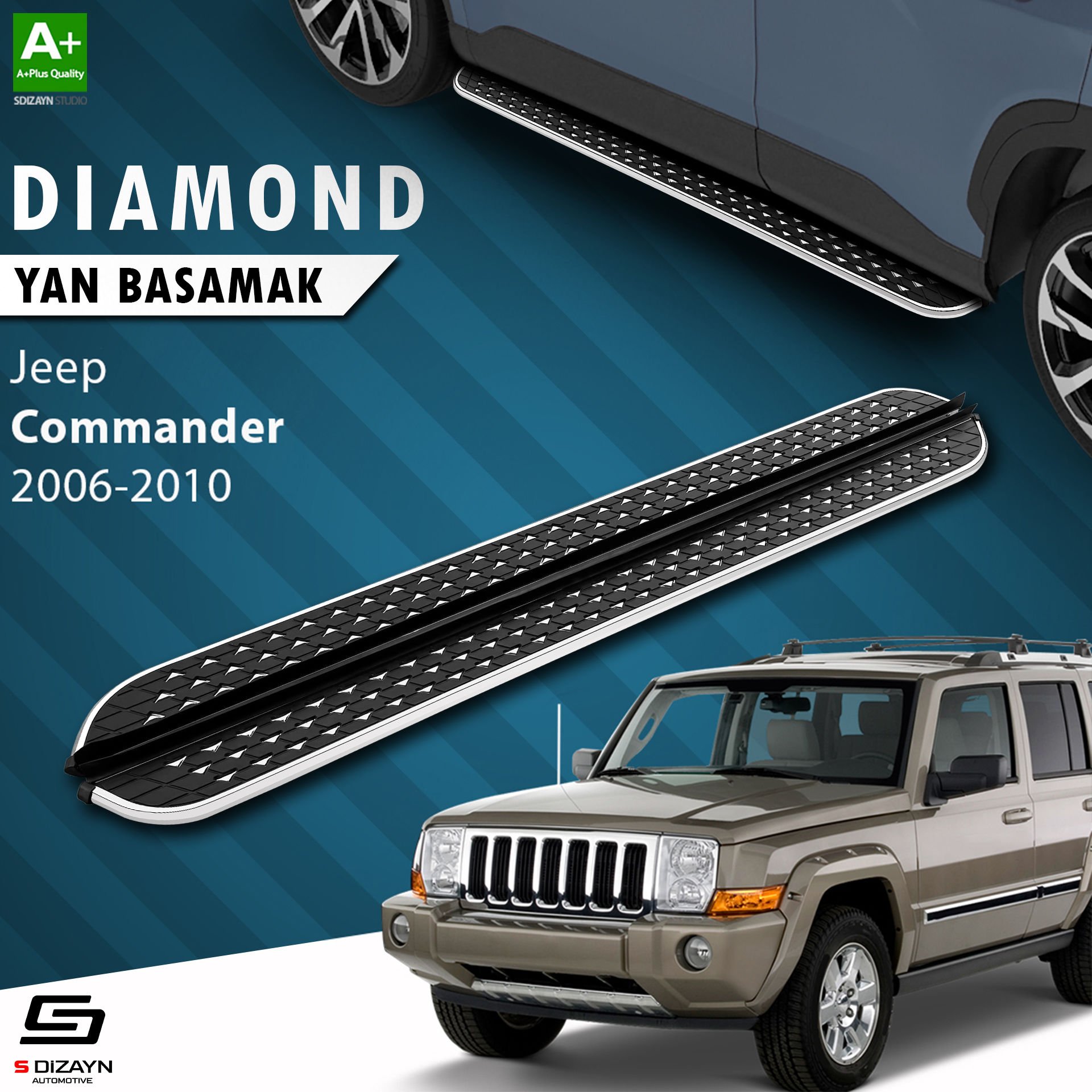 S-Dizayn Jeep Commander Diamond Krom Yan Basamak 203 Cm 2006-2010