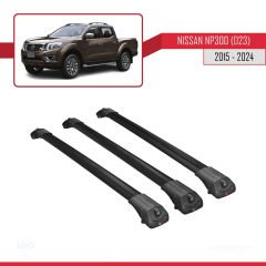 Nissan NP300 (D23) 2015 ve Sonrası ile uyumlu ACE-1 Ara Atkı Tavan Barı SİYAH 3 ADET BAR