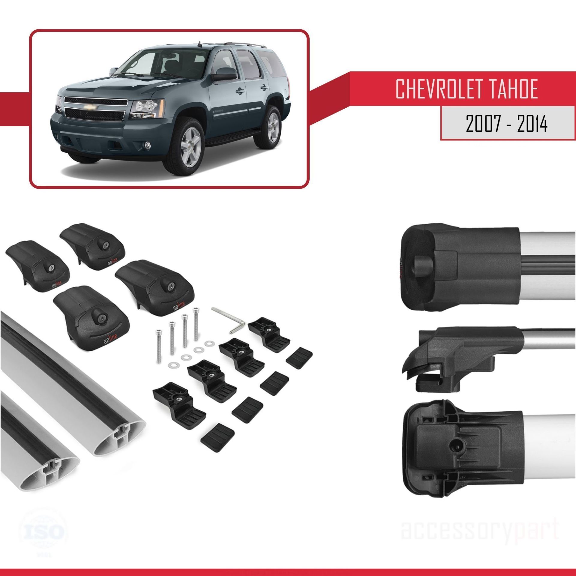 Chevrolet Tahoe 2007-2014 Arası ile uyumlu ACE-1 Ara Atkı Tavan Barı GRİ