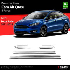 Ford Focus Uyumlu 3 Sedan Krom Cam Çıtası 8 Parça 2011-2018
