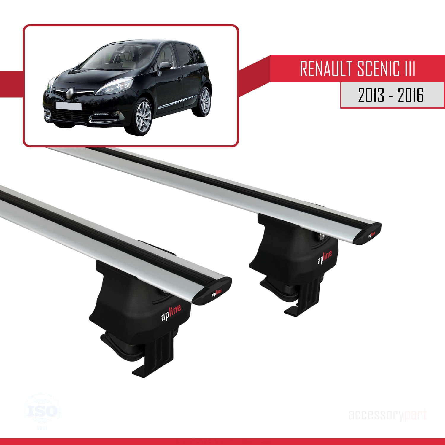 Renault Scenic III 2013-2016 Arası ile uyumlu ACE-4 Ara Atkı Tavan Barı GRİ