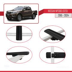 Nissan NP300 (D23) 2015 ve Sonrası ile uyumlu Basic Model Ara Atkı Tavan Barı SİYAH 3 ADET