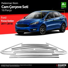 Ford Focus Uyumlu 3 Sedan Krom Cam Çerçevesi 16 Parça 2011-2018