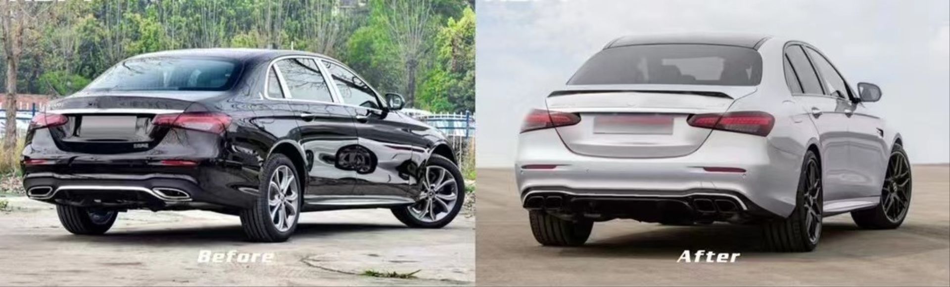 Mercedes W213 Uyumlu E Serisi 2021+ E63 Difüzör Ve Siyah Egzoz Seti (Amg Sedan)