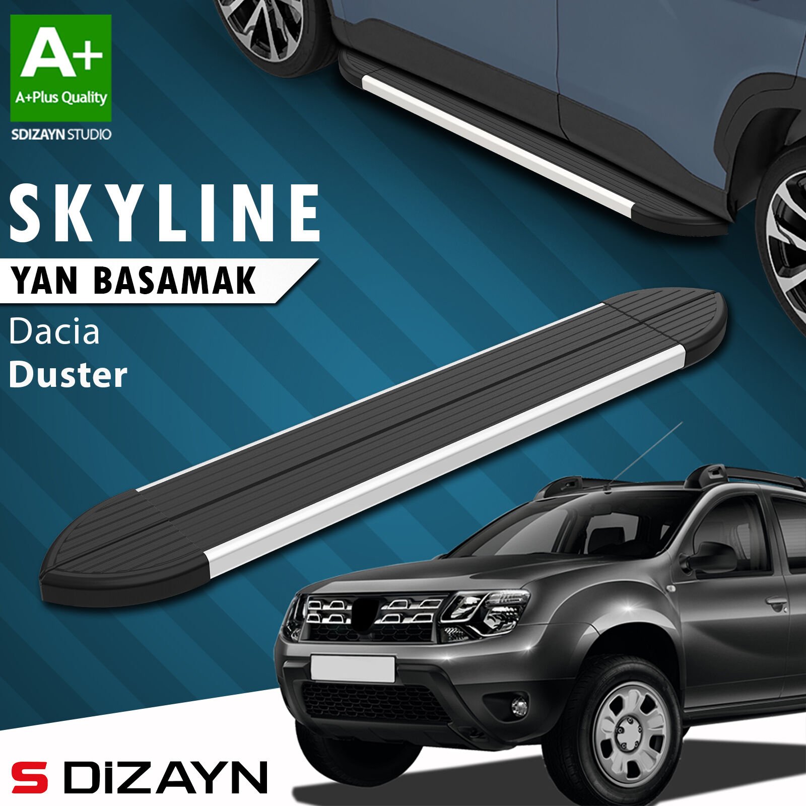 S-Dizayn Dacia Duster Skyline Aluminyum Yan Basamak 173 Cm 2009-2018 A+ Kalite