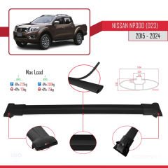 Nissan NP300 (D23) 2015 ve Sonrası ile Uyumlu FLY Model Ara Atkı Tavan Barı SİYAH 3 ADET BAR