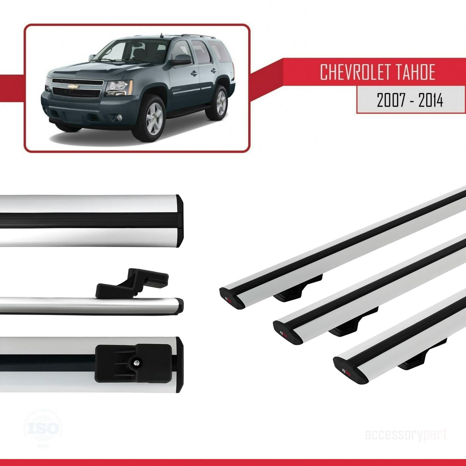 Chevrolet Tahoe 2007-2014 Arası ile uyumlu Basic Model Ara Atkı Tavan Barı GRİ 3 ADET