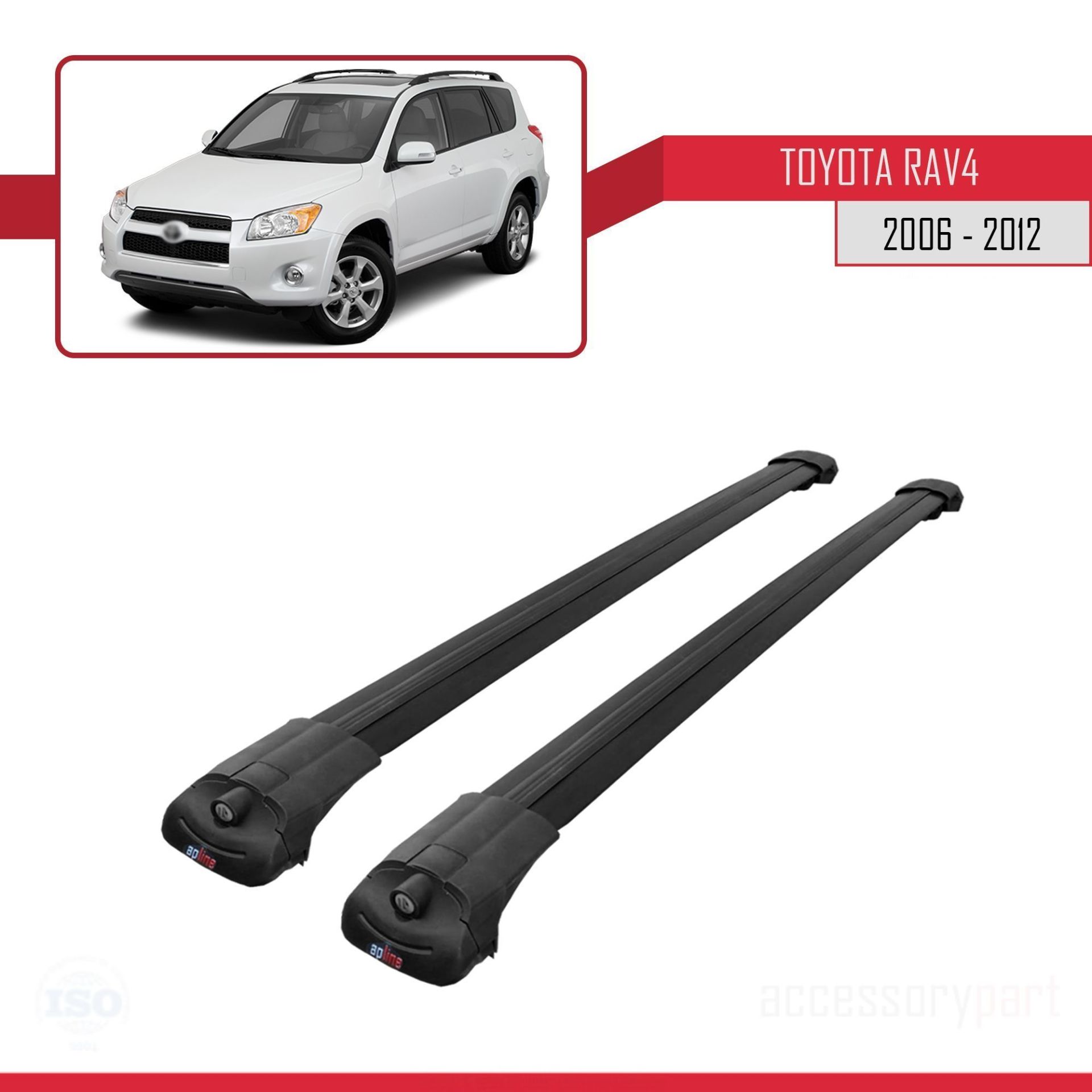 Toyota RAV4 2006-2012 Arası ile uyumlu ACE-1 Ara Atkı Tavan Barı SİYAH