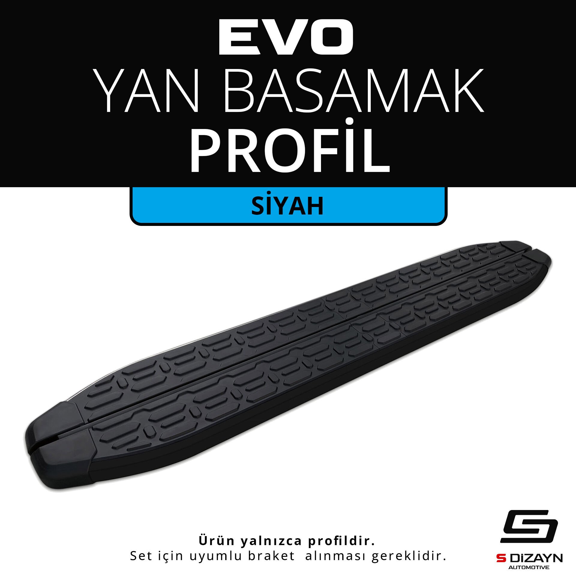 Evo Siyah Yan Basamak Profil 263 Cm