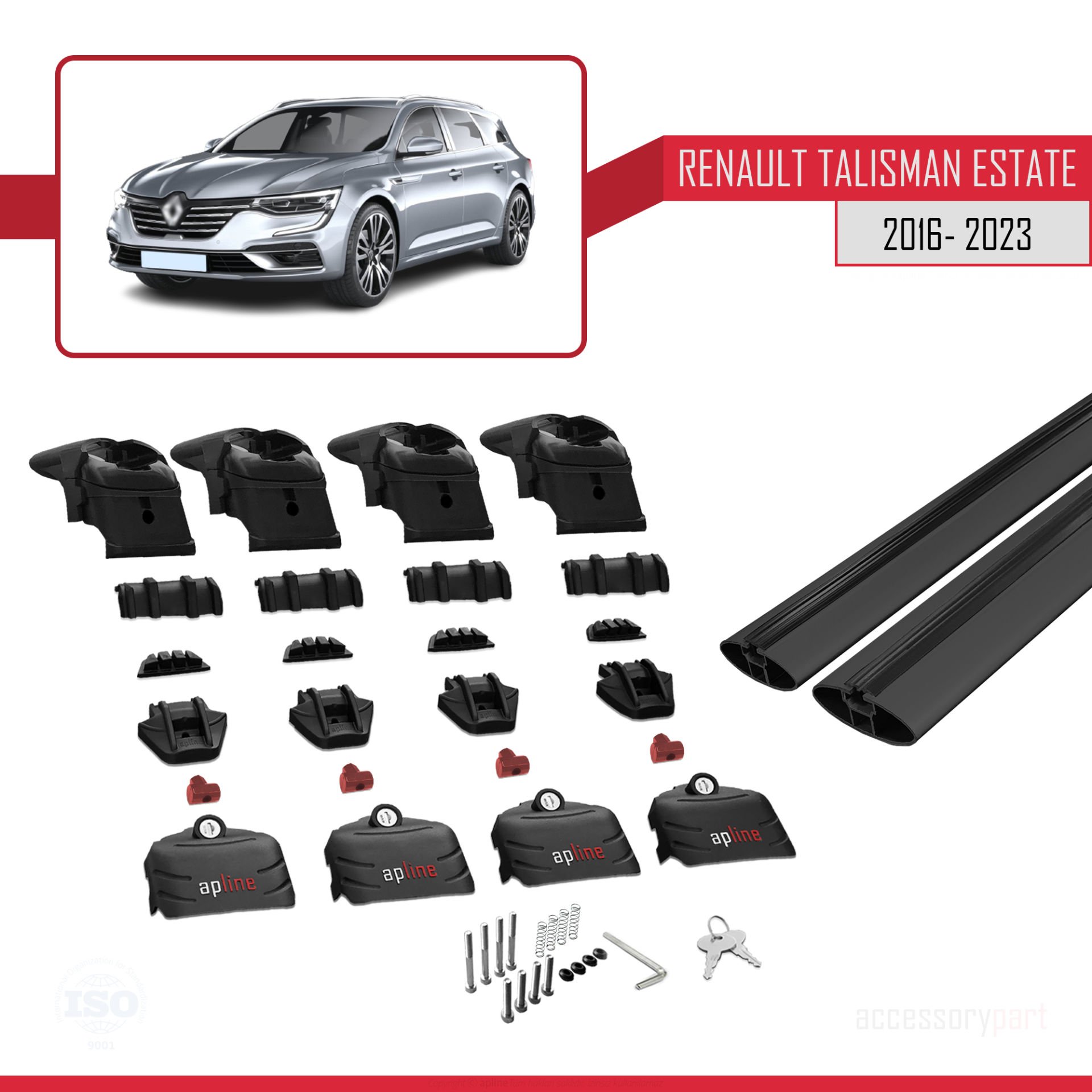 Renault Talisman Estate 2016-2023 Arası ile uyumlu ACE-2 Ara Atkı Tavan Barı SİYAH
