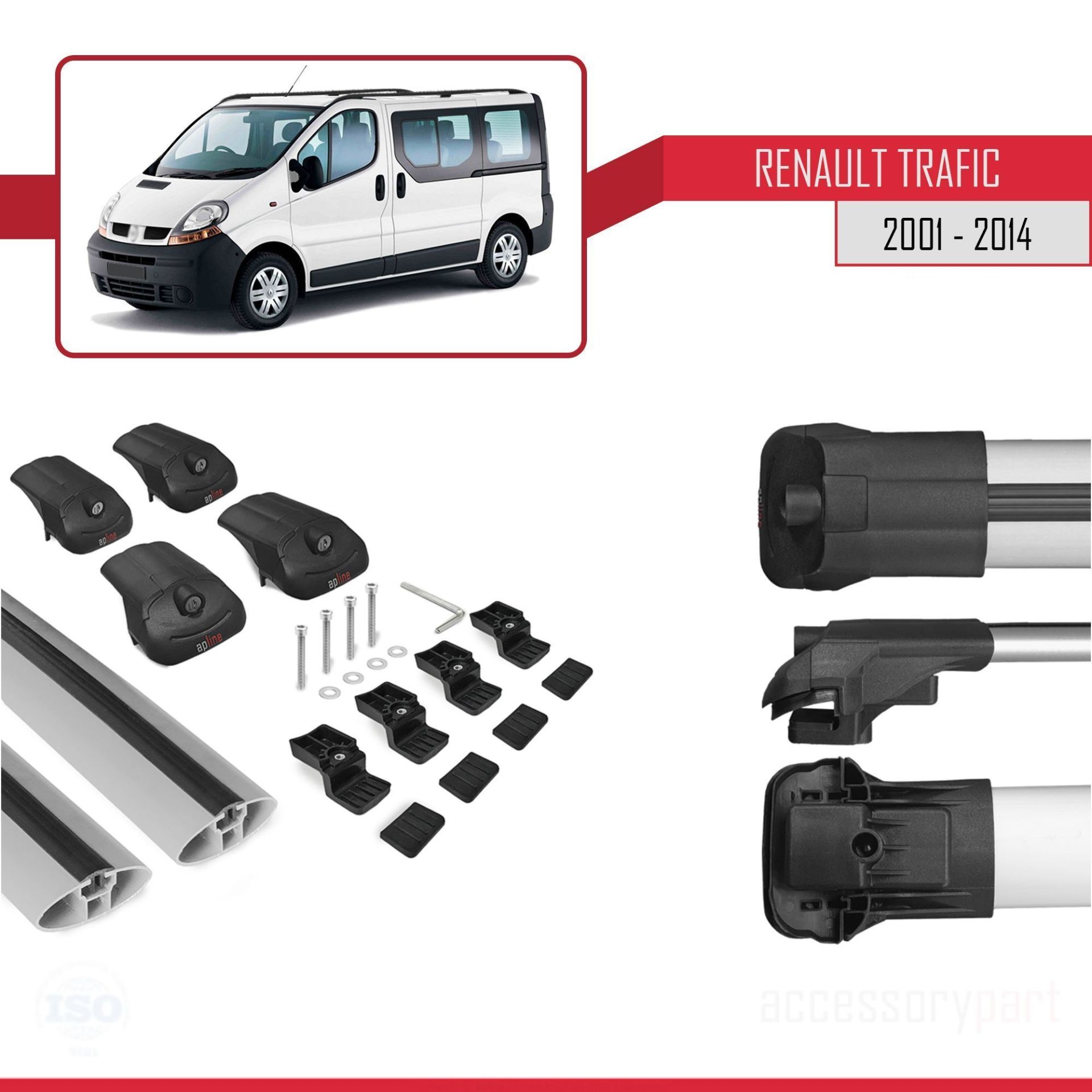 Renault Trafic 2001-2014 Arası ile uyumlu ACE-1 Ara Atkı Tavan Barı GRİ