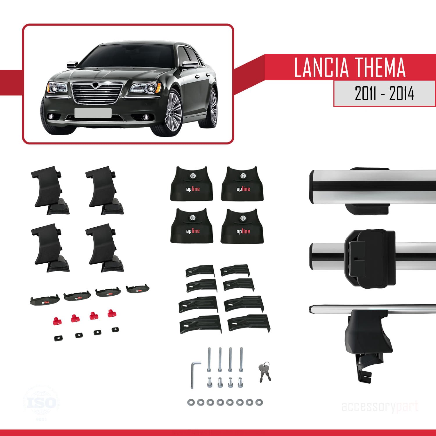 Lancia Thema 2011-2014 Arası ile uyumlu ACE-4 Ara Atkı Tavan Barı GRİ