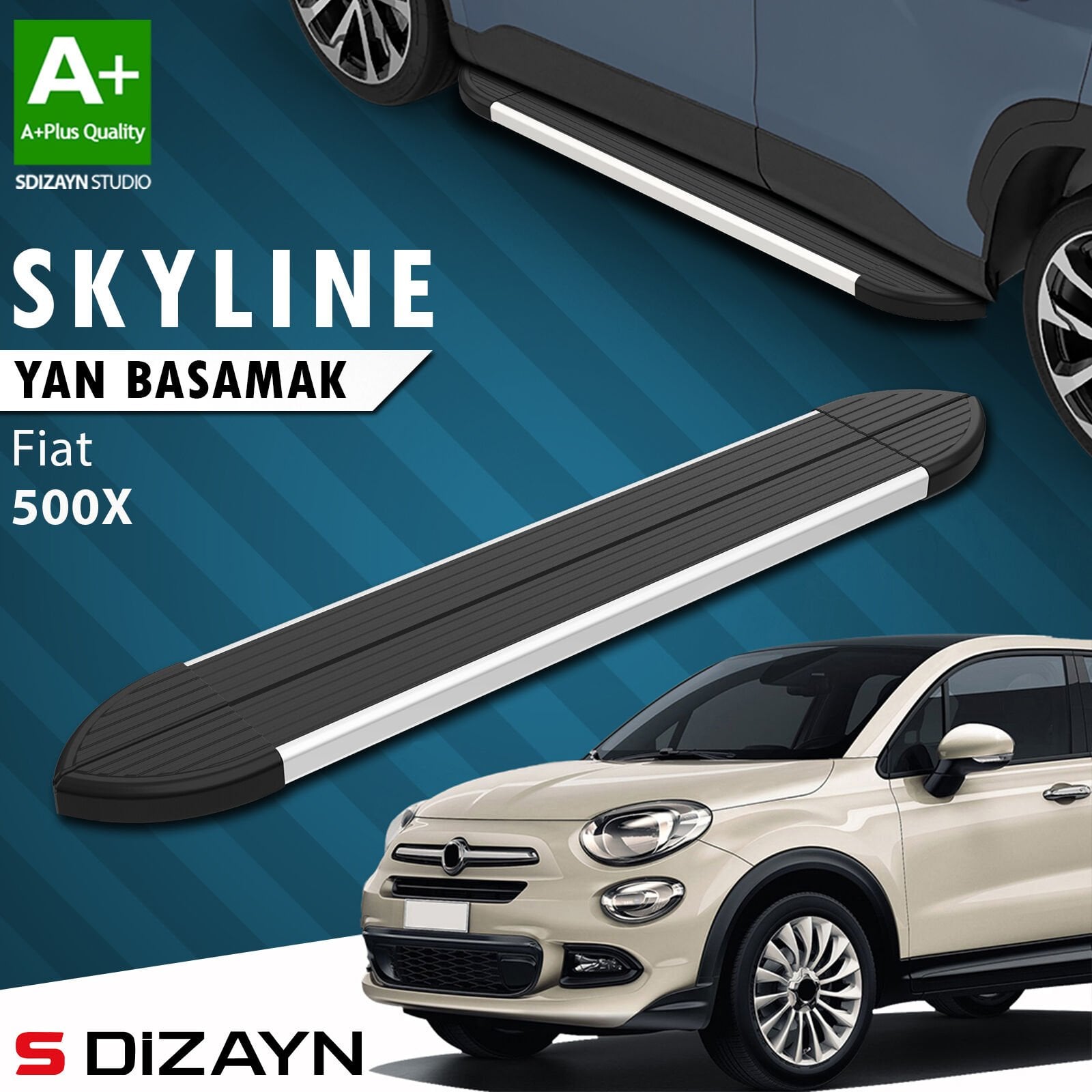 S-Dizayn Fiat 500X Skyline Aluminyum Yan Basamak 173 Cm 2014 Üzeri A+ Kalite