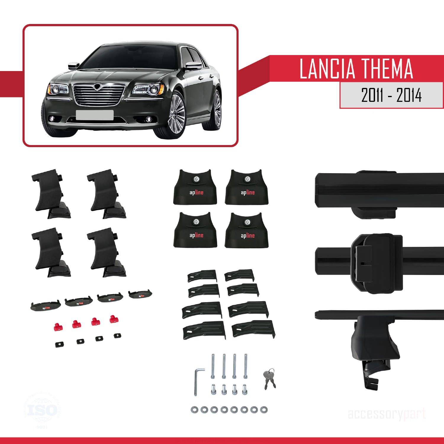 Lancia Thema 2011-2014 Arası ile uyumlu ACE-4 Ara Atkı Tavan Barı SİYAH