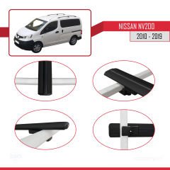 Nissan NV200 2010-2019 Arası ile uyumlu Basic Ara Atkı Tavan Barı SİYAH 3 ADET BAR
