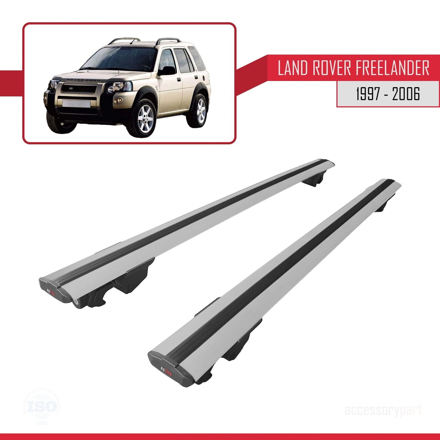 Land Rover Freelander 1997-2006 Arası ile uyumlu HOOK Model Anahtar Kilitli Ara Atkı Tavan Barı GRİ