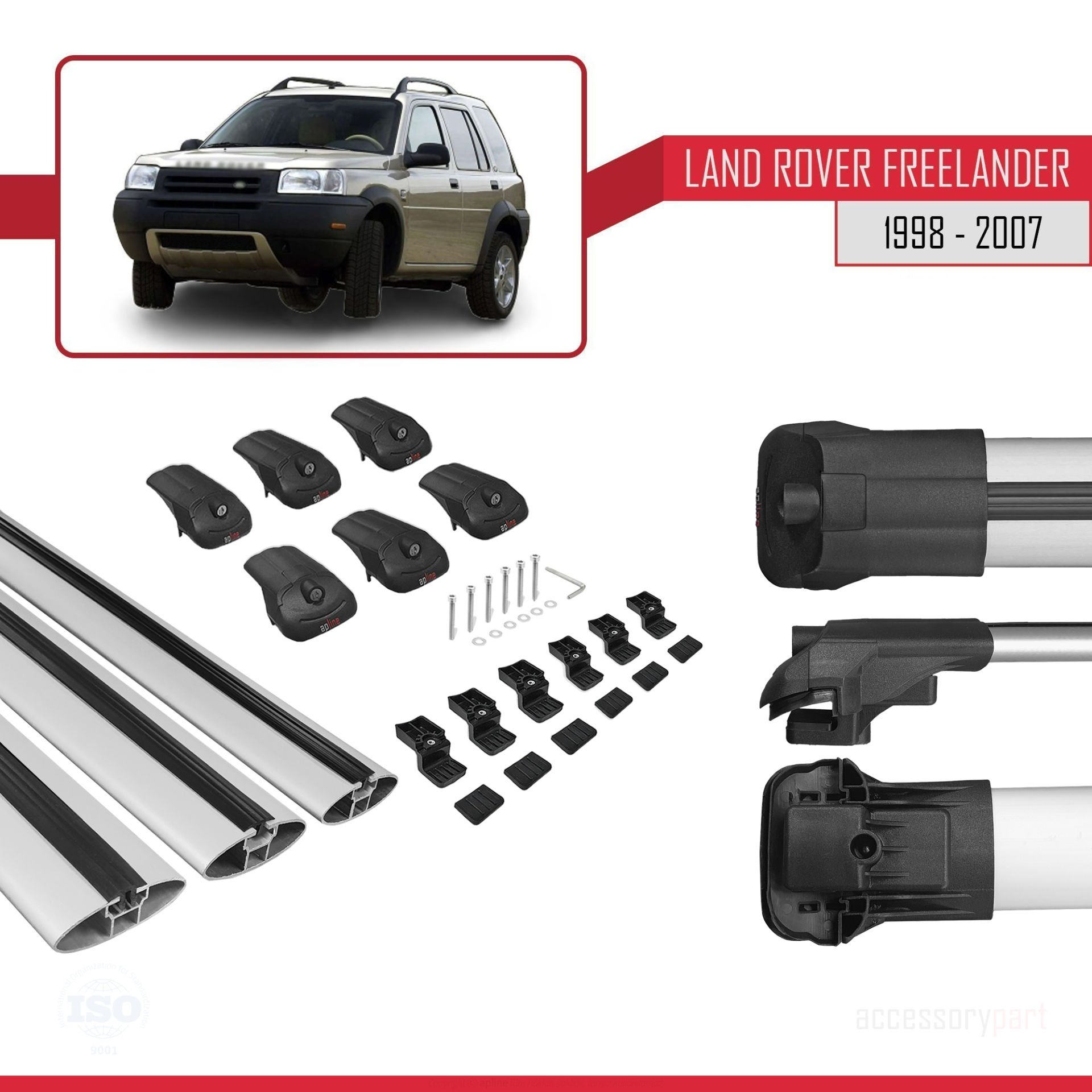 Land Rover Freelander 1998-2007 Arası ile uyumlu ACE-1 Ara Atkı Tavan Barı GRİ 3 ADET BAR