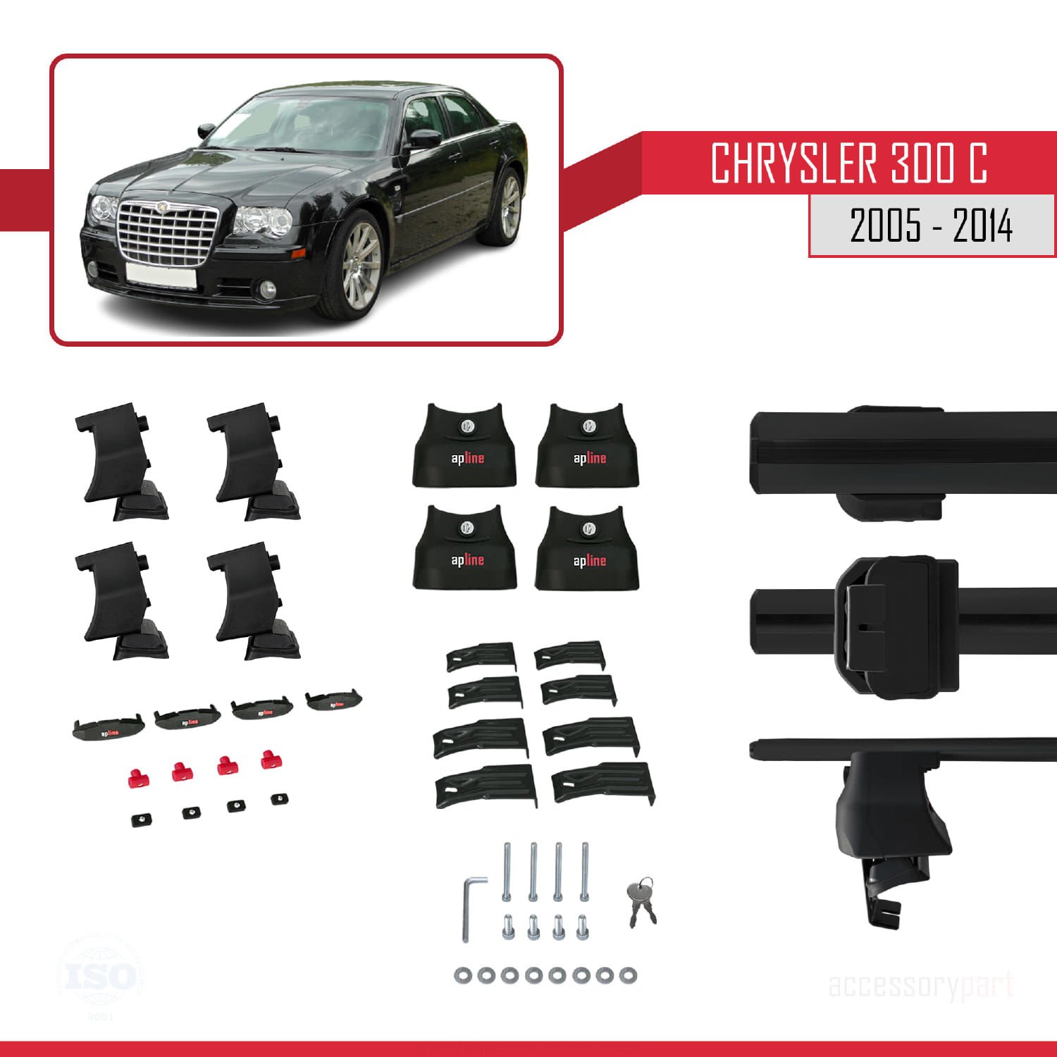 Chrysler 300 C 2005-2014 Arası ile uyumlu ACE-4 Ara Atkı Tavan Barı SİYAH