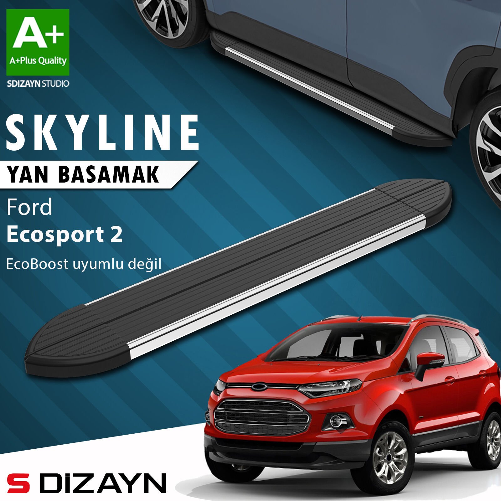 S-Dizayn Ford EcoSport 2 Skyline Krom Yan Basamak 173 Cm 2012-2022 A+ Kalite