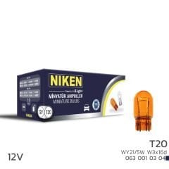 Niken 12V T20 Ampul (WY21/5W) Amber W3X16D 10 LU