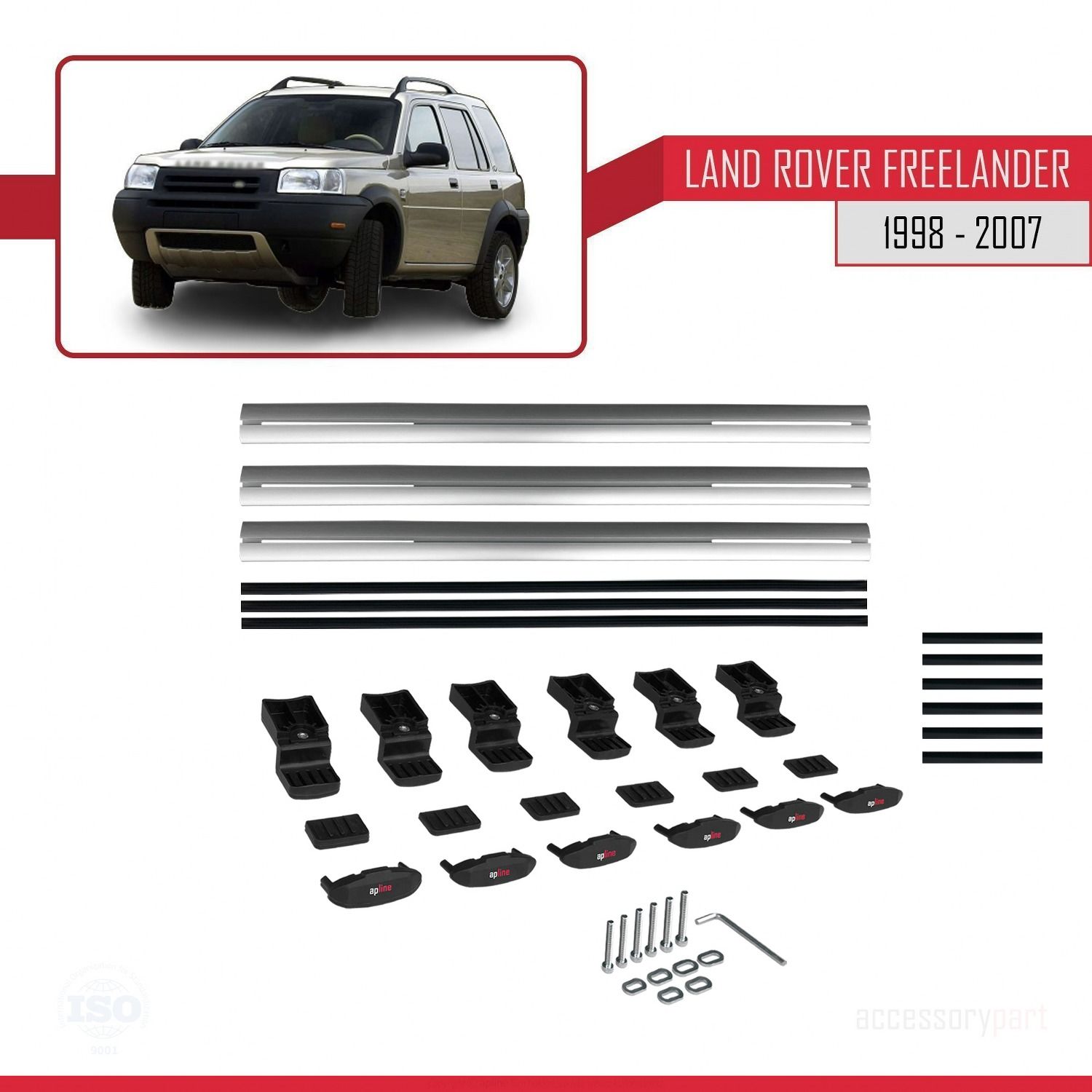 Land Rover Freelander 1998-2007 Arası ile uyumlu Basic Model Ara Atkı Tavan Barı GRİ 3 ADET