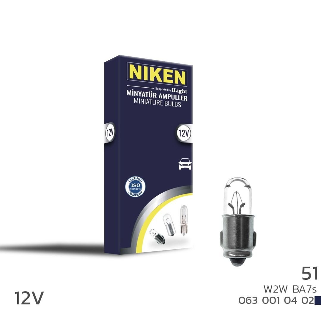 Niken 12V 51 Ampul (W2W) BA7S 10 LU