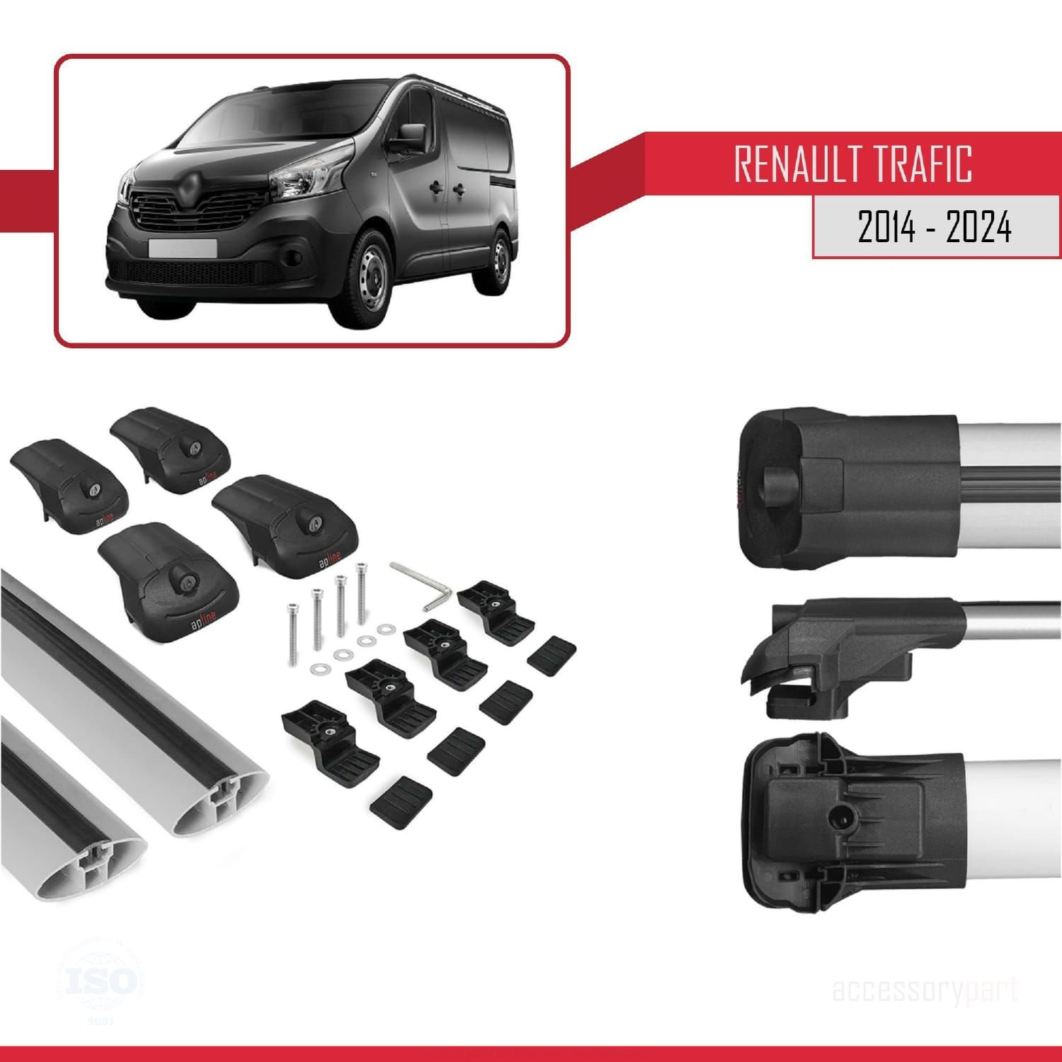 Renault Trafic 2014 ve Sonrası ile uyumlu ACE-1 Ara Atkı Tavan Barı GRİ