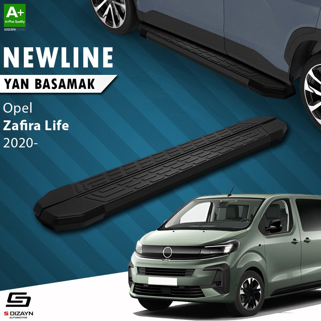 S-Dizayn Opel Zafira Life Kısa Şase NewLine Siyah Yan Basamak 213 Cm 2020 Üzeri A+ Kalite