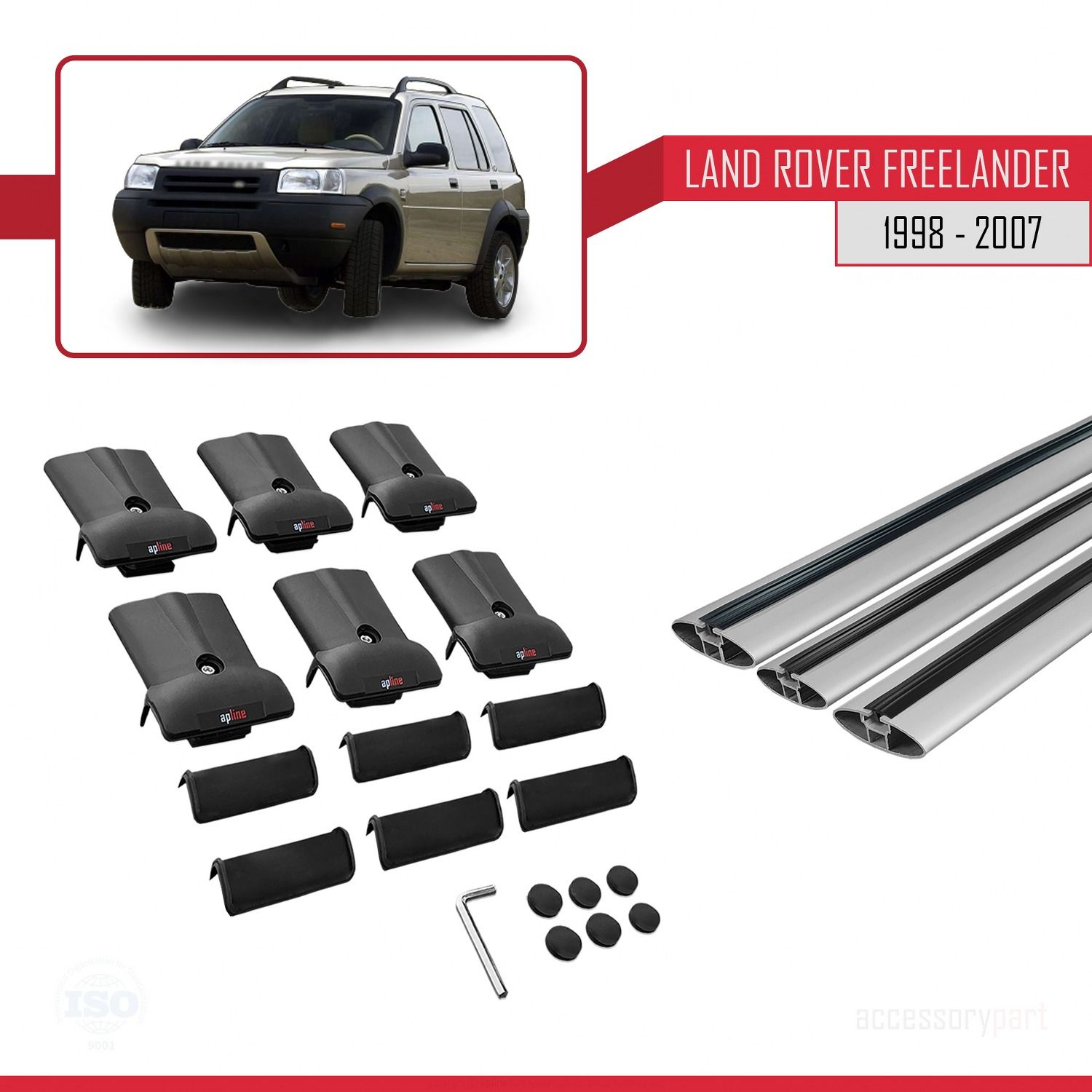 Land Rover Freelander 1998-2007 Arası ile Uyumlu FLY Model Ara Atkı Tavan Barı GRİ 3 ADET BAR