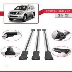 Nissan Pathfinder (R51) 2004-2012 Arası ile Uyumlu FLY Model Ara Atkı Tavan Barı GRİ 3 ADET BAR
