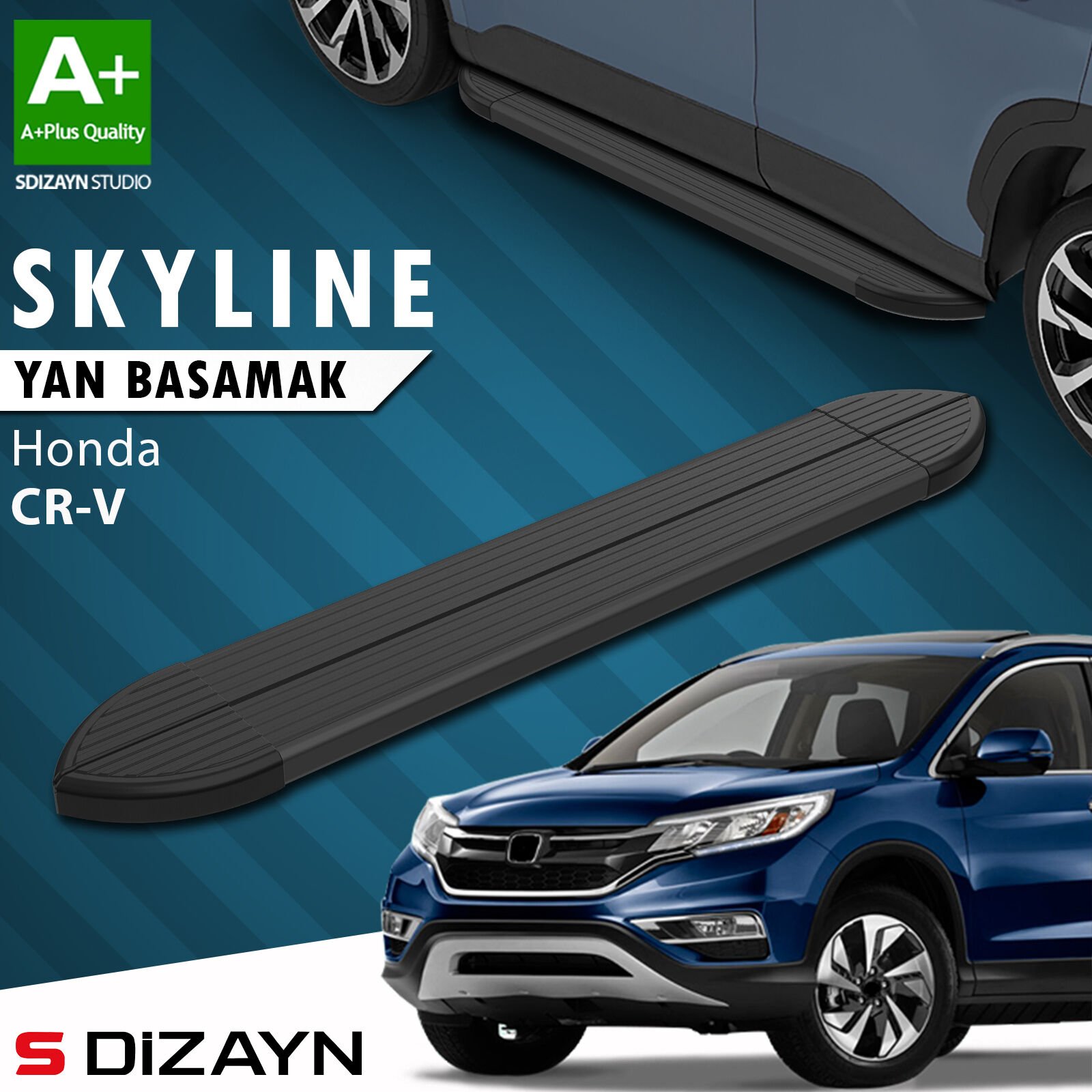 S-Dizayn Honda CR-V 4 Skyline Siyah Yan Basamak 173 Cm 2012-2018 A+ Kalite