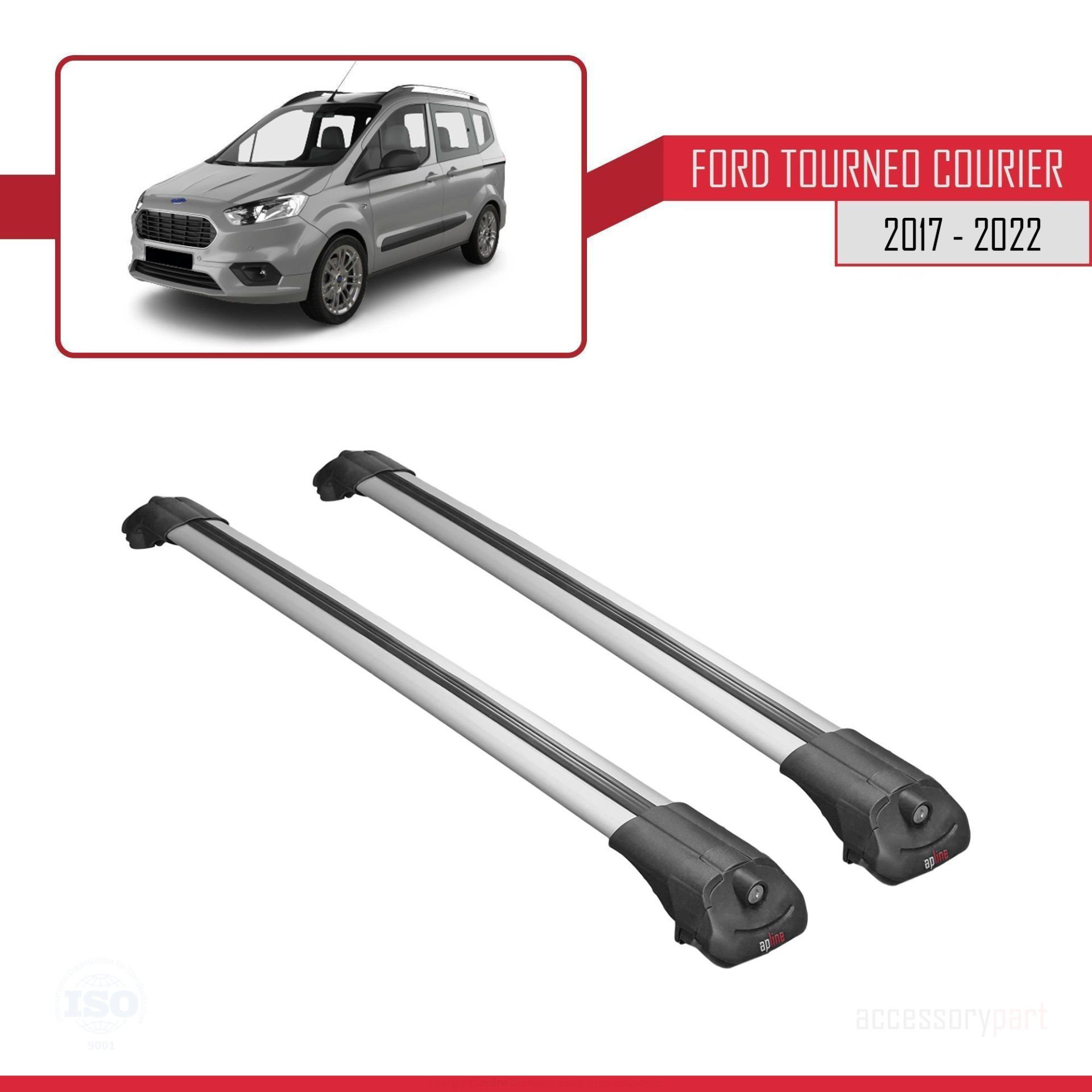 Ford Tourneo Courier 2017-2022 Arası ile uyumlu ACE-1 Ara Atkı Tavan Barı GRİ
