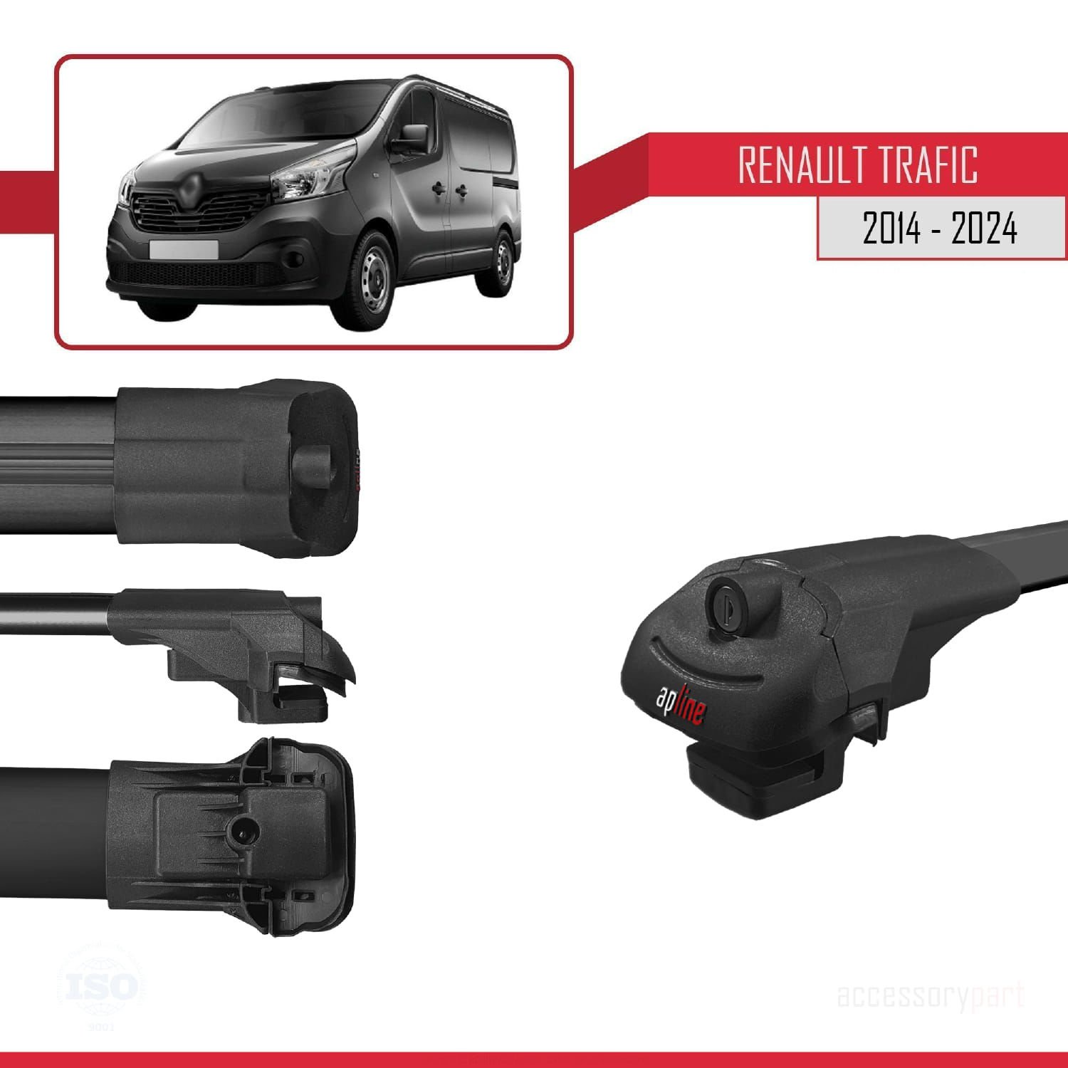 Renault Trafic 2014 ve Sonrası ile uyumlu ACE-1 Ara Atkı Tavan Barı SİYAH 4 ADET BAR