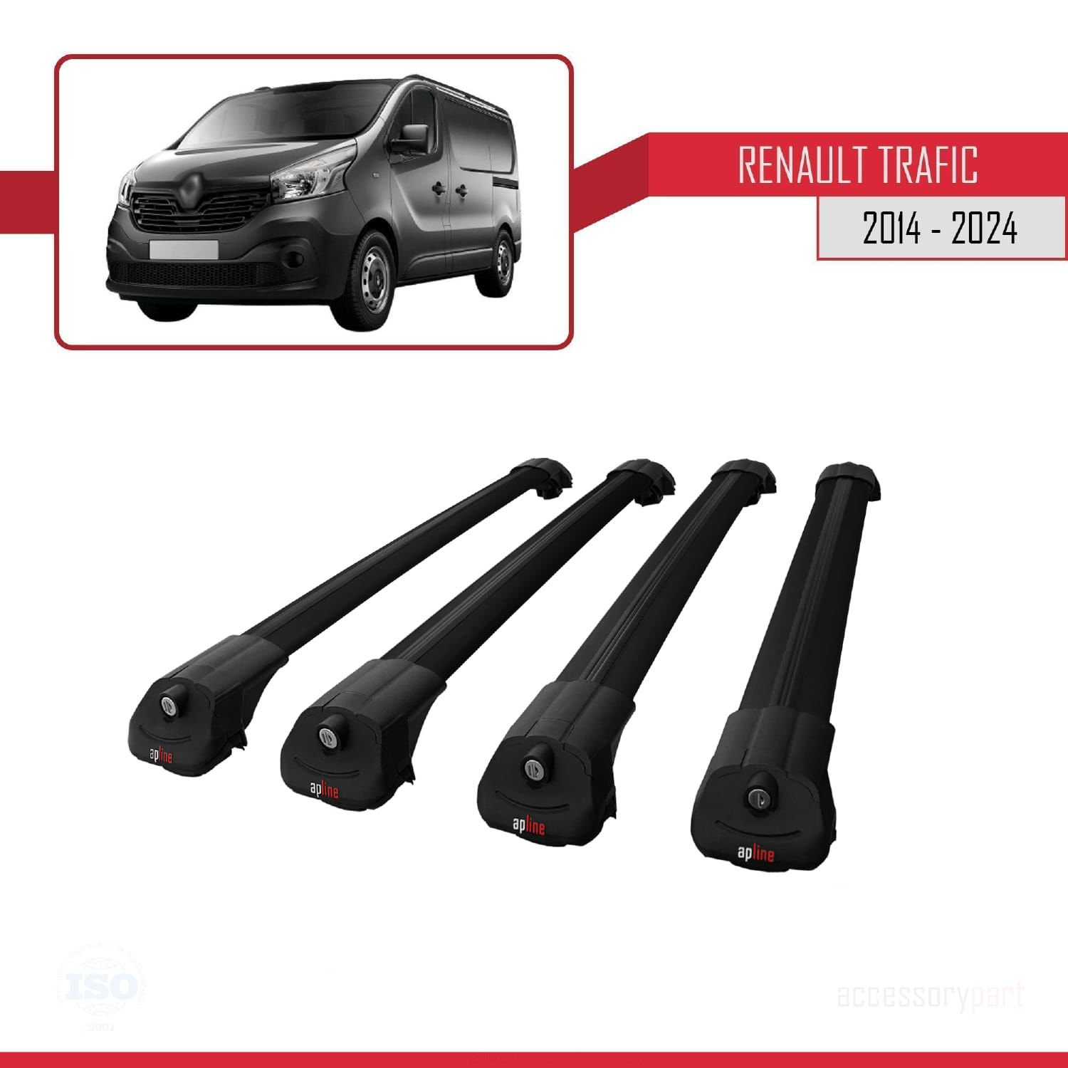 Renault Trafic 2014 ve Sonrası ile uyumlu ACE-1 Ara Atkı Tavan Barı SİYAH 4 ADET BAR