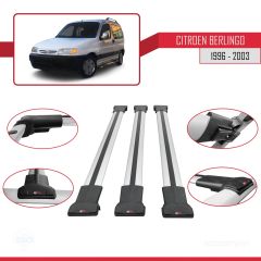 Citroen Berlingo 1996-2003 Arası ile uyumlu FLY Model Ara Atkı Tavan Barı GRİ 3 ADET BAR