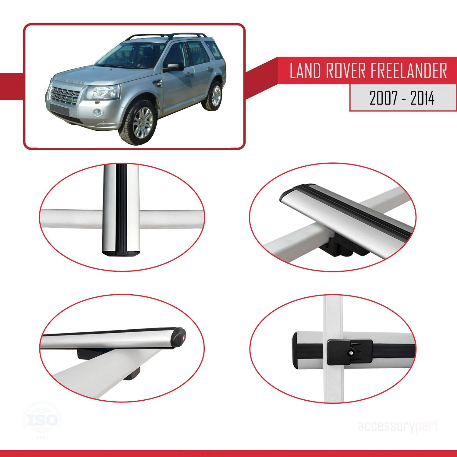 Land Rover Freelander 2007-2014 Arası ile uyumlu Basic Model Ara Atkı Tavan Barı GRİ 3 ADET